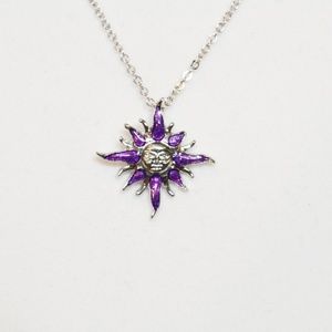 🧁Silver Solstice Sun Purple Summer Sparkle Nebula Galaxy Universe Necklace🧁